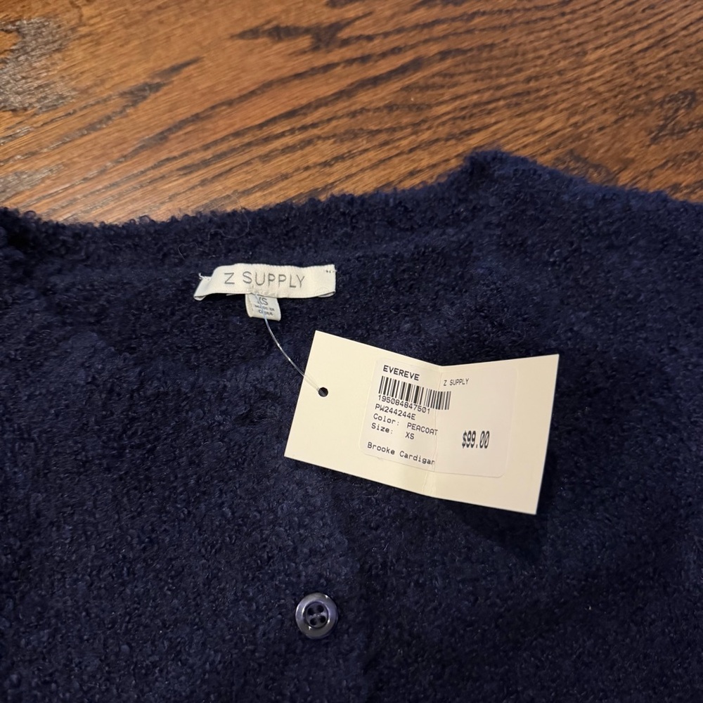 Evereve Z Supply Navy Button-Front Cardigan